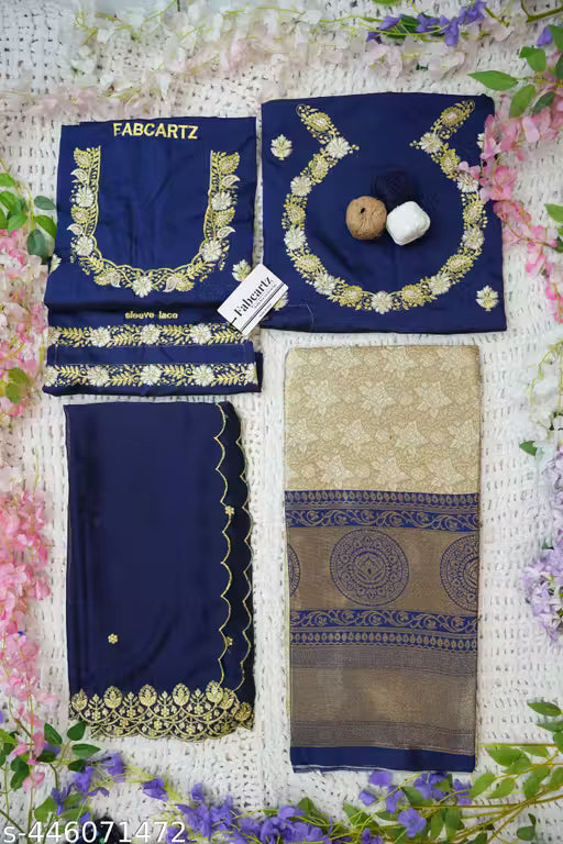 Beautiful Embroidery work Unstitched Half Saree with Woven Design & Rangoli Embroidery Dupatta For Women