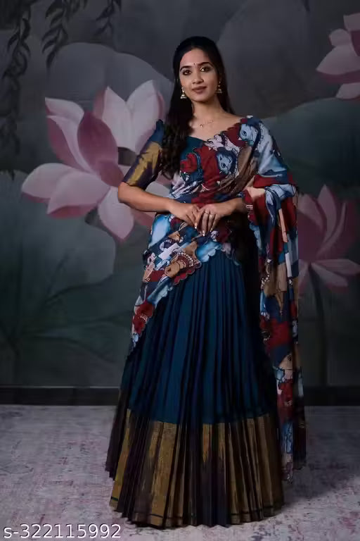 Trendy Traditonal Semi-Stitched Half Saree for Women