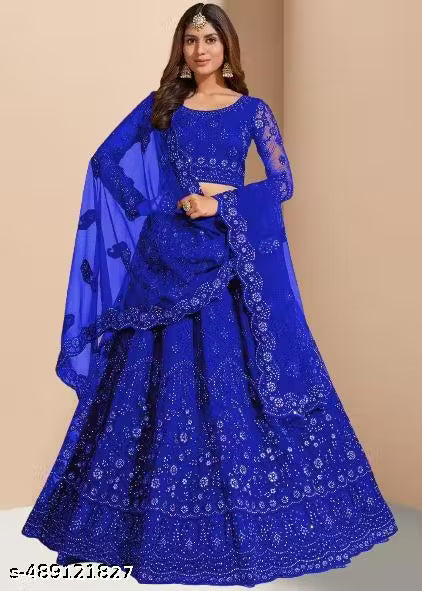 Net Semi-Stiched Designer Lehenga Choli Set For Women