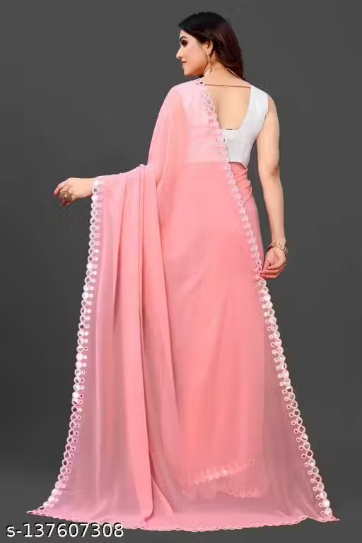 NEW FENCY GEORGETTE CUT WORK SAREE