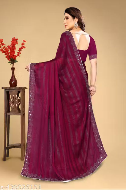 High quality Fabric Stones saree new collection Georgette saree Best Quality