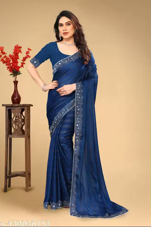 High quality Fabric Stones saree new collection Georgette saree Best Quality