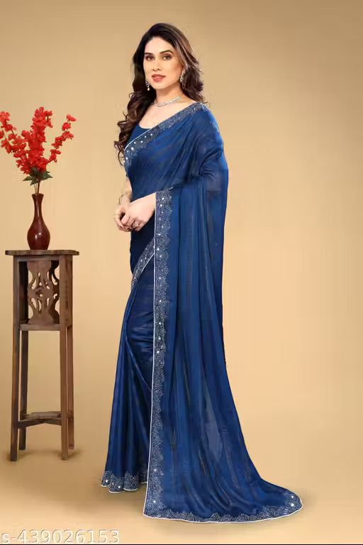 High quality Fabric Stones saree new collection Georgette saree Best Quality