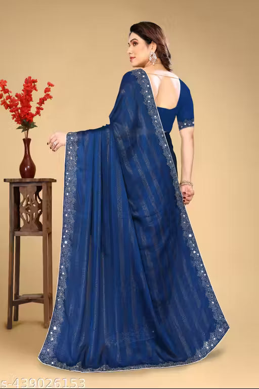 High quality Fabric Stones saree new collection Georgette saree Best Quality
