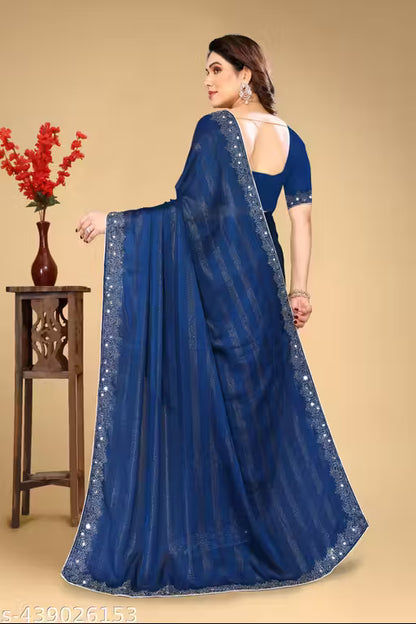 High quality Fabric Stones saree new collection Georgette saree Best Quality