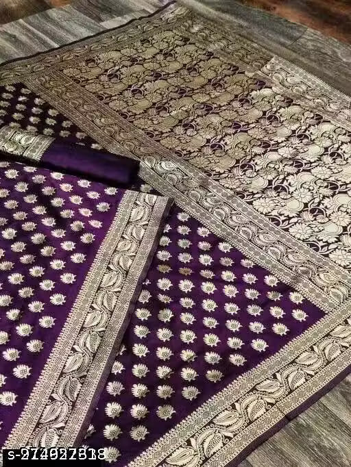 Wonderful Designer Banarasi Self Design Zari Woven Silk Saree For Woman