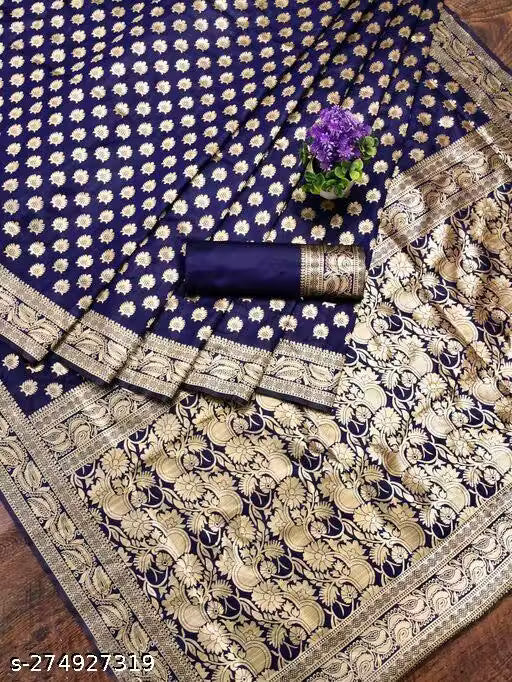 Wonderful Designer Banarasi Self Design Zari Woven Silk Saree For Woman