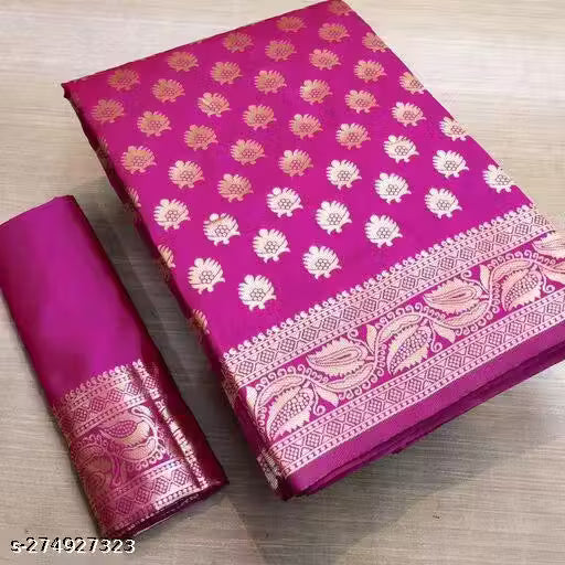 Wonderful Designer Banarasi Self Design Zari Woven Silk Saree For Woman