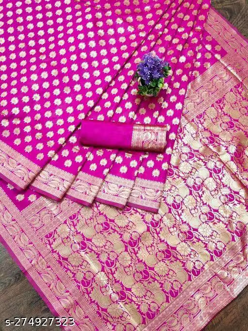 Wonderful Designer Banarasi Self Design Zari Woven Silk Saree For Woman