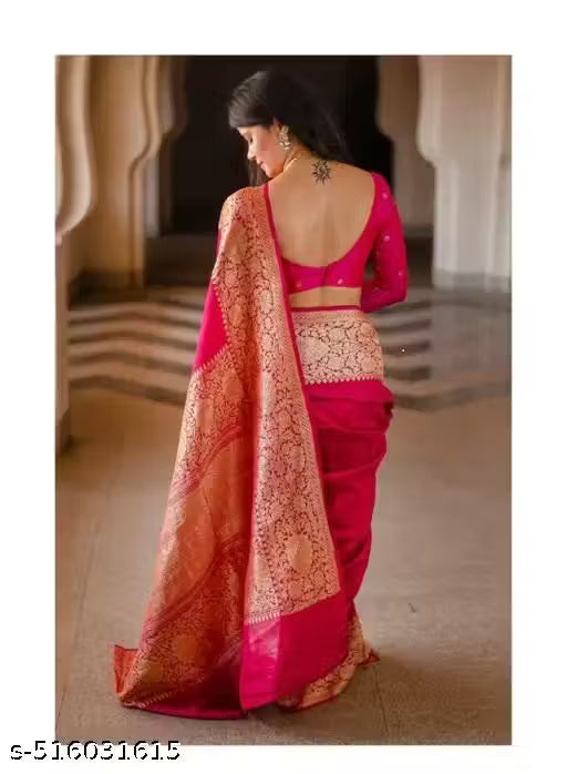 Festive Traditional Gorgeous Banarasi Sik Saree with unstitched blouse for Women