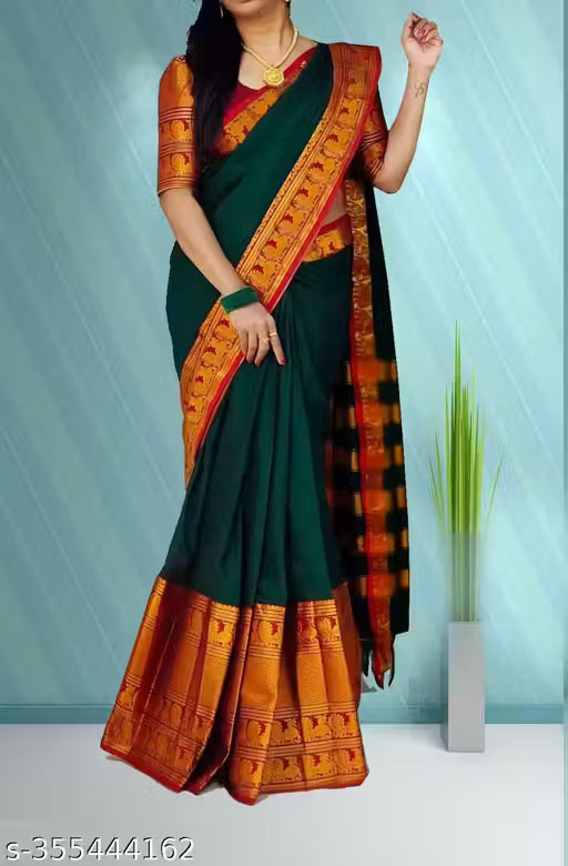 Pure Narayanpet Hand woven Merserised Cotton saree with rich border