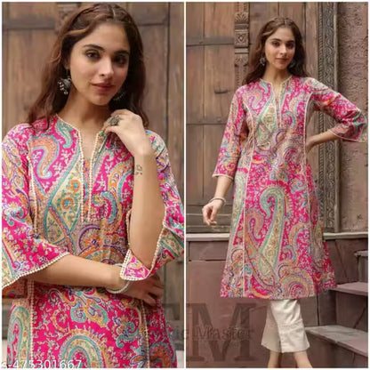 PINK LACE DESIGNER KURTA