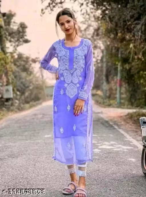 Chikankari gala booti miror work with free inner