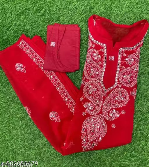 Red Handwork mirror Wark