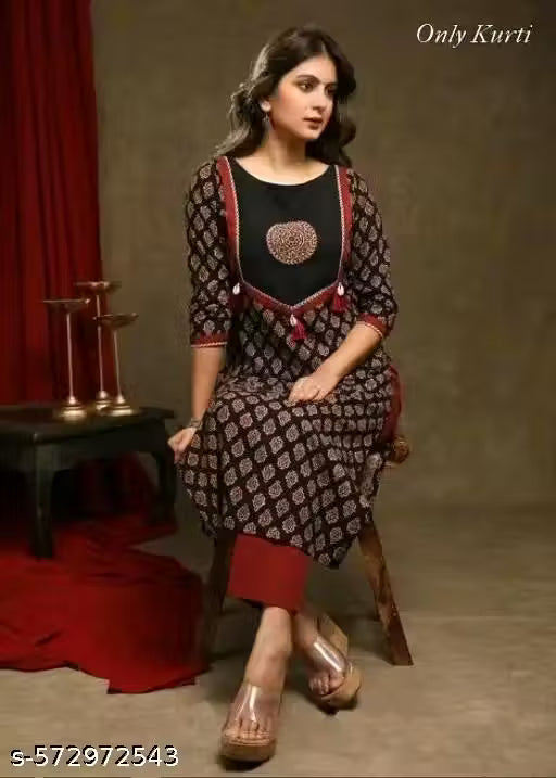 Traditional Cotton Ajrakh Printed Kurti For Women