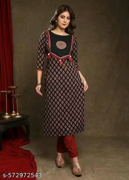 Traditional Cotton Ajrakh Printed Kurti For Women