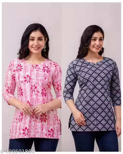 floral printed short kurtis
