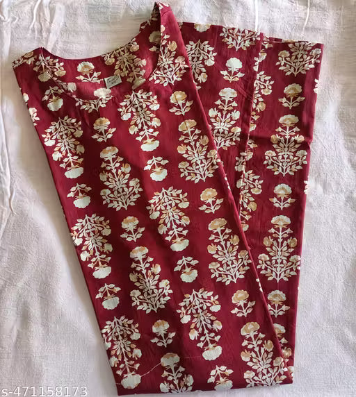 Decent Maroon Floral Cotton Kurta – Perfect for Comfort and Style