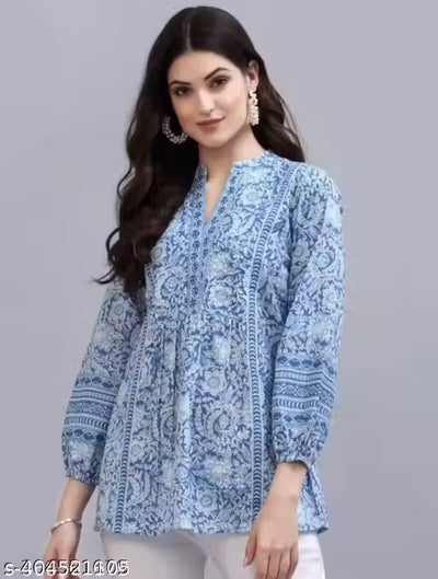 WOMEN'S JAIPURI FLORAL SHORT KURTA