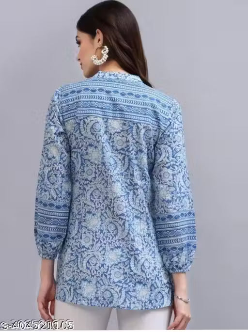 WOMEN'S JAIPURI FLORAL SHORT KURTA