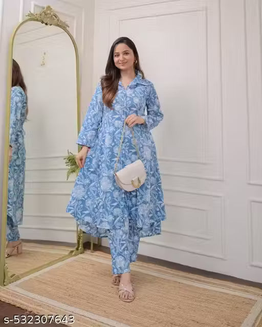Blue Floral Cotton Co-ord