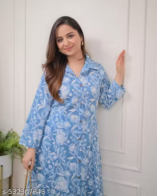 Blue Floral Cotton Co-ord