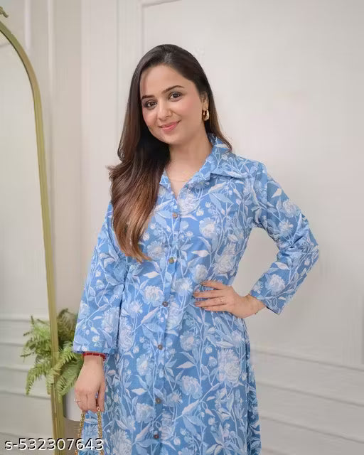 Blue Floral Cotton Co-ord