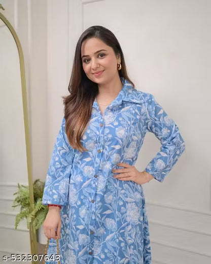 Blue Floral Cotton Co-ord