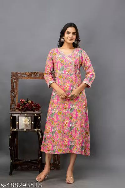 Cotton Kurtis Women's Printed Pattern with embroidery work