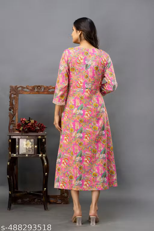 Cotton Kurtis Women's Printed Pattern with embroidery work