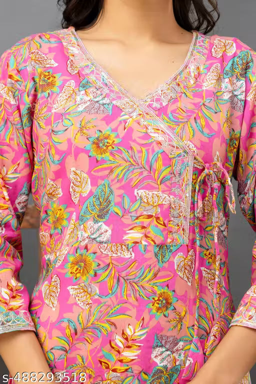 Cotton Kurtis Women's Printed Pattern with embroidery work
