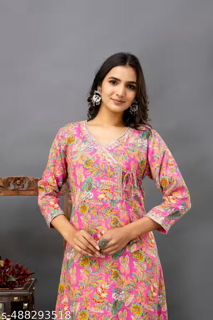 Cotton Kurtis Women's Printed Pattern with embroidery work
