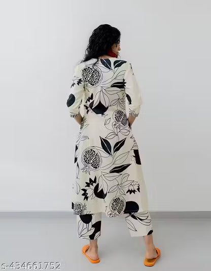 Cotton Kurtis Women's Printed Pattern Cotton Kurti with Pant kurta set (kirim299)