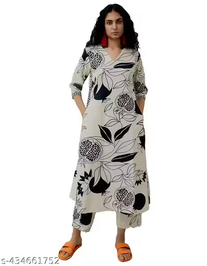 Cotton Kurtis Women's Printed Pattern Cotton Kurti with Pant kurta set (kirim299)