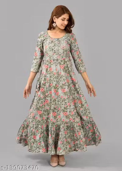 Women's Trendy Fabulous Embroidered Anarkali Kurta With Best Quality Fabric