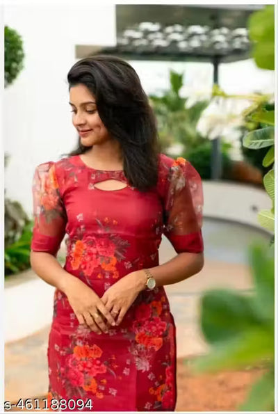Chic Organza Red kurti for Trendy women’s red kurti