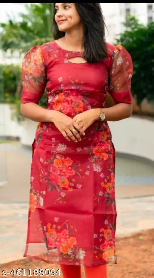 Chic Organza Red kurti for Trendy women’s red kurti