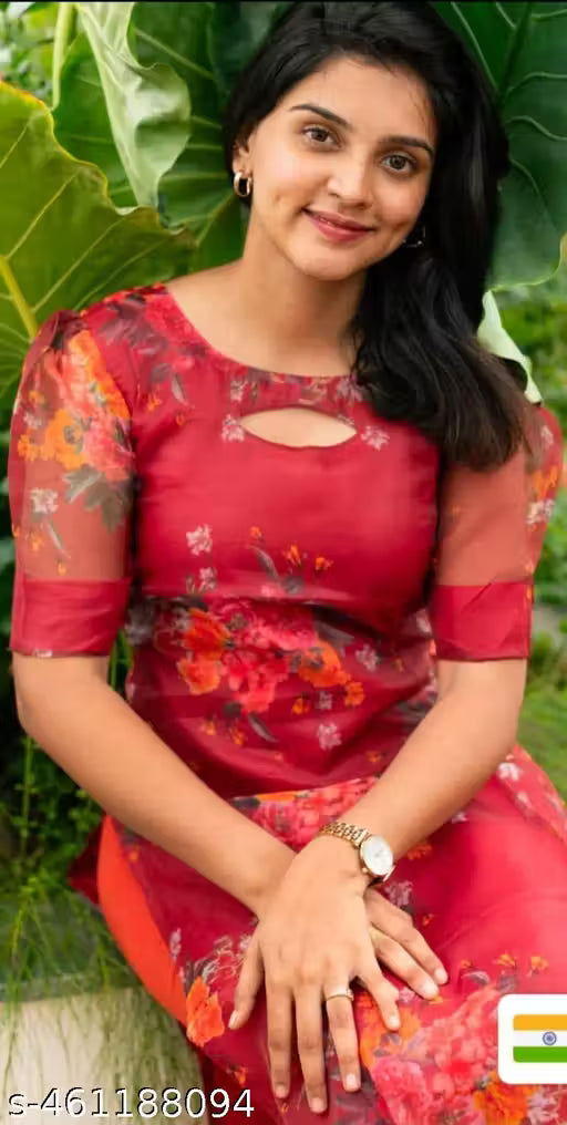 Chic Organza Red kurti for Trendy women’s red kurti