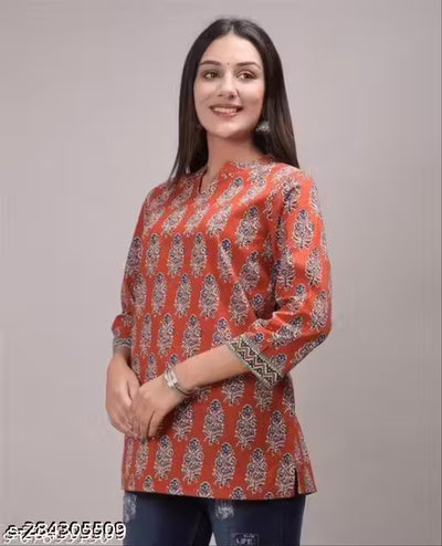 Cotton Short Kurti for women , long top for woman, long top cotton for women, long tops short kurti short cotton kurti