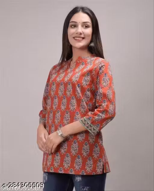 Cotton Short Kurti for women , long top for woman, long top cotton for women, long tops short kurti short cotton kurti