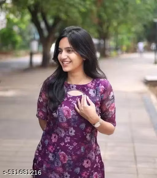 organza print kurti