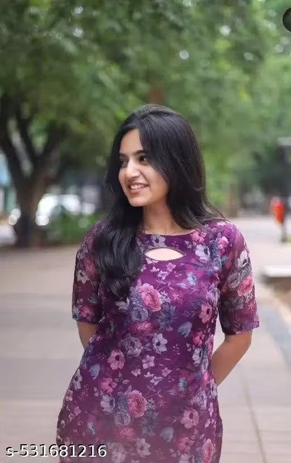 organza print kurti