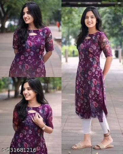 organza print kurti