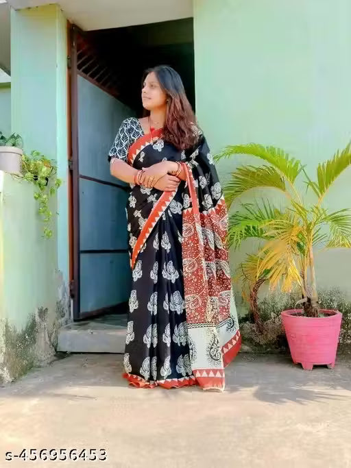 Jaipuri Hand Block Printed Daily Wear Soft Cotton Mulmul Saree