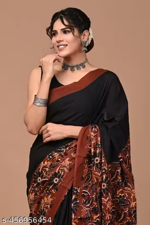 Jaipuri Hand Block Printed Daily Wear Soft Cotton Mulmul Saree