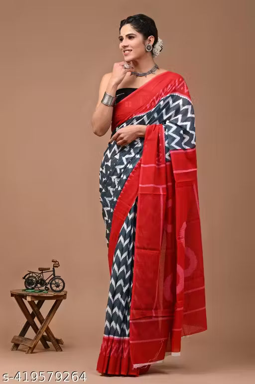 Jaipuri Hand Block Printed Soft Cotton Mulmul Saree