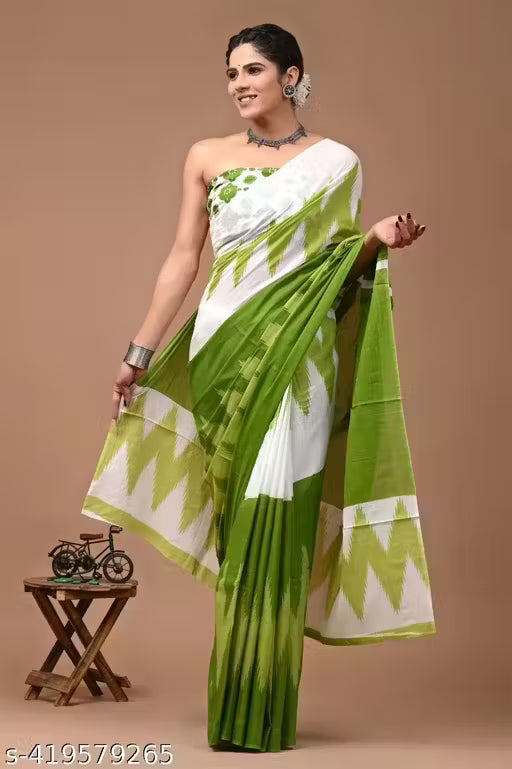 Jaipuri Hand Block Printed Soft Cotton Mulmul Saree