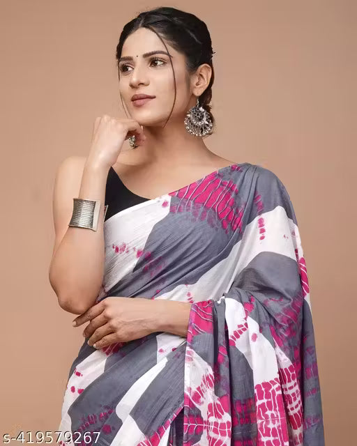 Jaipuri Hand Block Printed Soft Cotton Mulmul Saree