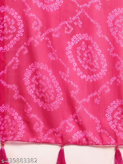 Designer women georgette Print bandhani Saree with blouse piece