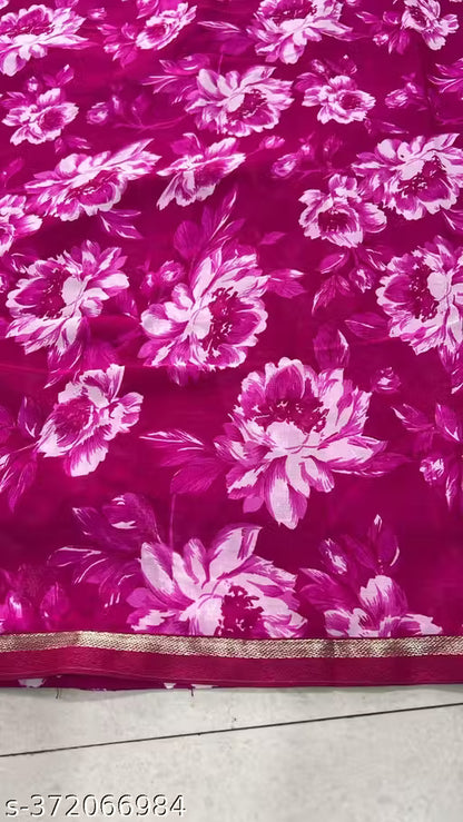 Georgette Printed Saree (With Lace)
